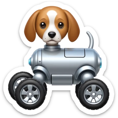 Robot beagle dog with off-road wheels  sticker