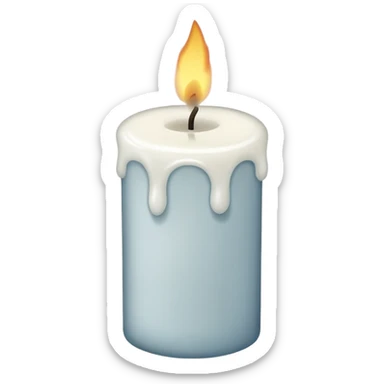 A simple emoji-style illustration of a candle with no flame, the wick slightly burnt, and a small amount of light smoke rising, minimal design, flat emoji look sticker