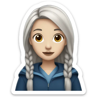 Ravenclaw girl with grayish straight hair white skin sticker