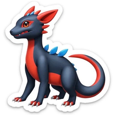 Cute Shiny Guilmon-Quilava-Salandit-Umbreon-Fakémon-hybrid-creature (full body)  sticker