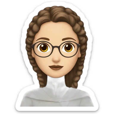 White skin Pretty woman with straigh brown hair, brown big eyes wit glasses dressed like hot padme amidala sticker