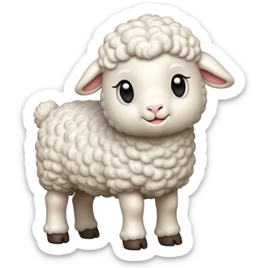 cinematic-[realistic lamb]-realistic-full-body-standing-emoji,-tail-flicking-lazily,-head-tilted-dramatically,-curly-[white]-fur,-simplified-yet-realistic-focused-features,-highly-detailed,-glowing-with-an-almost-sarcastic-glow sticker