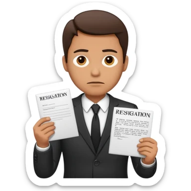 Man in work office resignation  sticker