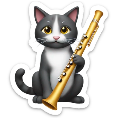 Maincoone cat playing a flute  sticker