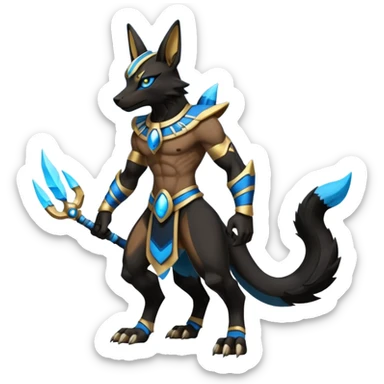 Lucario-Anubis-Umbreon-Zeraora-Fakémon-hybrid-creature (full body)  sticker