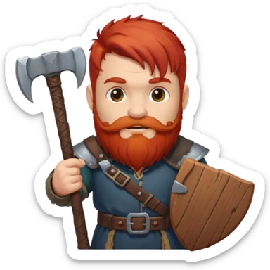 Ein zwerg mit roten Haaren und axt sticker