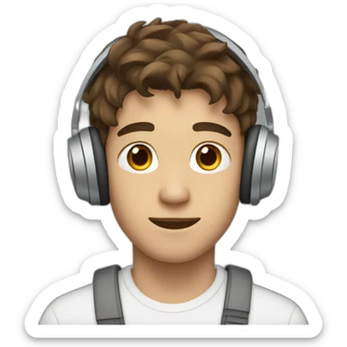 A 19 years Old boy with brown hair wearing headphones sticker