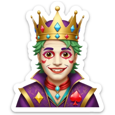 crazy colorful human jolly joker from poker, medieval, vintage, king sticker