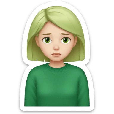 girl has sore throat in green sweater sticker