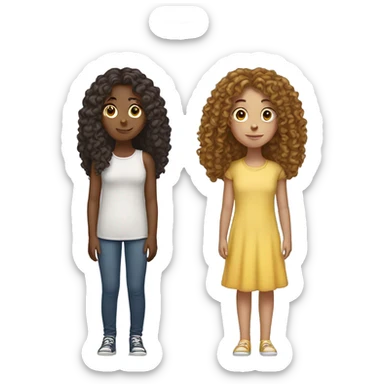 Two girls one tall one short  sticker