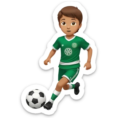 Brown hair 6 years old boy footballer RUNNING playing soccer wearing celtic uniform ( jersey) # 17 in the jersey !  sticker