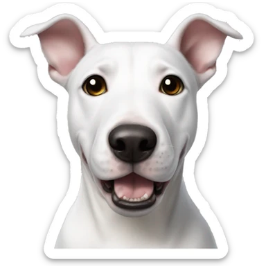 white bull terrier with black ears and a black spot on the eye sticker