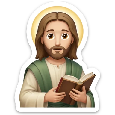 Jesus holding a bible and reading sticker