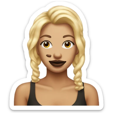 Poop emoji caked in makeup with ugly blonde hair  sticker