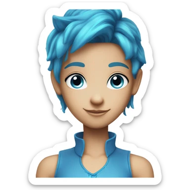 bloom winx fairy with rad hair and blue eyes and in blue shirt with wings  sticker