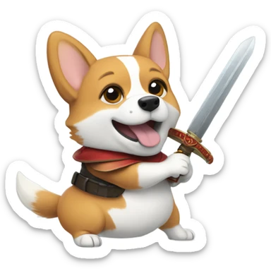 Corgi doing sword fight  sticker