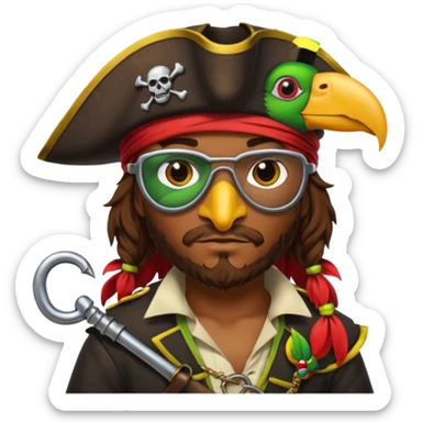 maak een pirate die en papegaai op zijn schouder heeft sticker