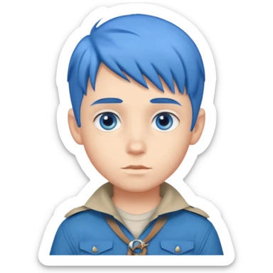 very handsome boy big blue eyes, scout boy with, blue hair  sticker