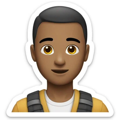 dark hair buzzcut, young male, white skin sticker