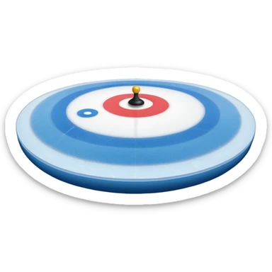please, An icon featuring the curling rink, with its distinctive circles, and a vibrant crowd in the stands. Snowflakes fall outside the arena, and bright lights illuminate the ice. a curling stone sliding across the ice, with a broom nearby. Transparent background. sticker