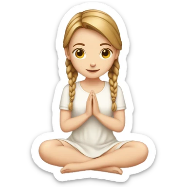 white girl with light brown braids praying on knees  sticker