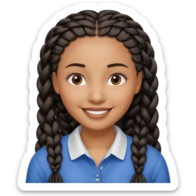 kenyan woman with long, black, braided hair in rows, brown eyes, pretty, round face, blond at tips of hair sticker