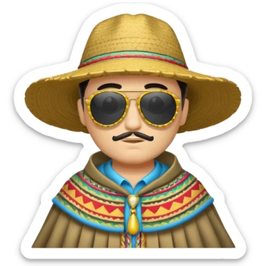 man with fashion pancho sunglasses sticker