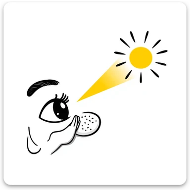 A normal human eye emitting a golden ray that touches normal human skin, showing renewal and regeneration sticker