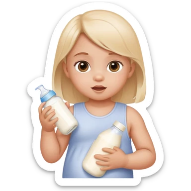 Sassy baby girl with a baby bottle of milk sticker