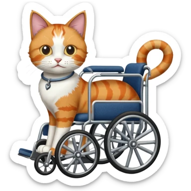 cat in a wheelchair designed for cats to walk sticker