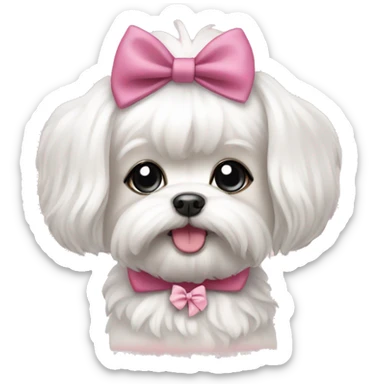 Cute dog Maltese with bows sticker