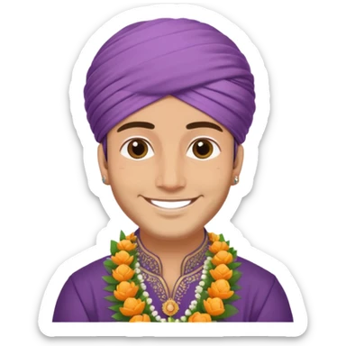 white indian groom holding garland sticker