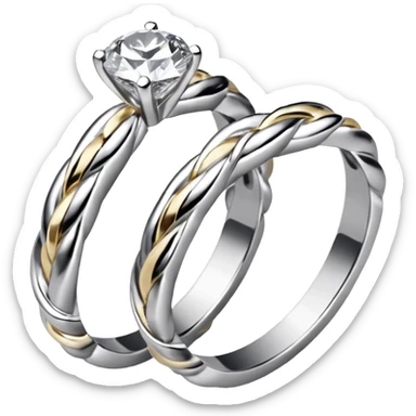 Diamond ring 💍 2 rings  twist with each other like engagement rings for man and women sticker