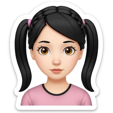 white girl with pig tails haircut black sticker