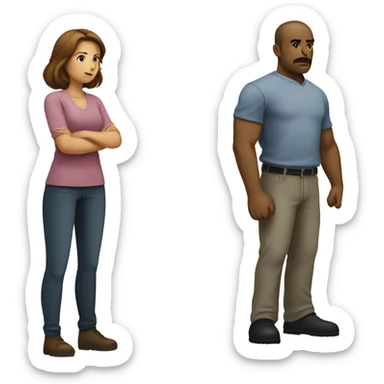 man protects woman sticker