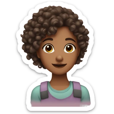 Cute selfcare brunette girl with curly hair sticker