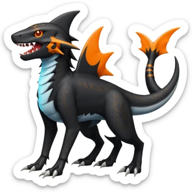 4-legged digitigrade land-shark-landhai-gremz-wickerbeast-vernid-sergal-sharpedo-houndoom-hybrid-fusion-creature, full body sticker