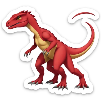  Cool Edgy Maroon Guilmon-Charmeleon-Digimon-Fakemon-Velociraptor full body sticker