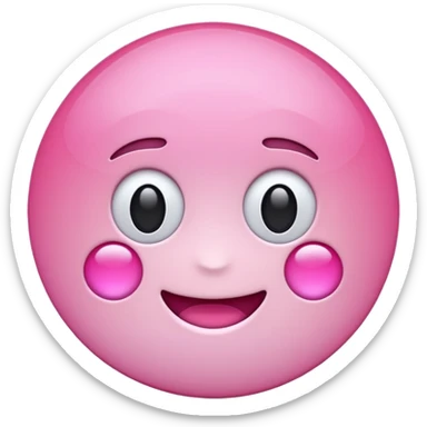 "Create a simple, glossy pink circle emoji using the exact same light pink color and shiny 3D gradient style as the Notion pink heart emoji (🩷). The circle should have a subtle highlight to mimic the Notion pink heart’s finish, and the tone should match emoji standards for digital use. sticker