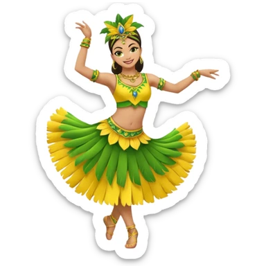 bailarina de samba de brasil cuerpo entero bailando quiero que lleve colores amarillos y verdes  sticker