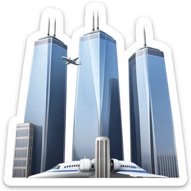 a plane flying to twin towers on 9/11 sticker