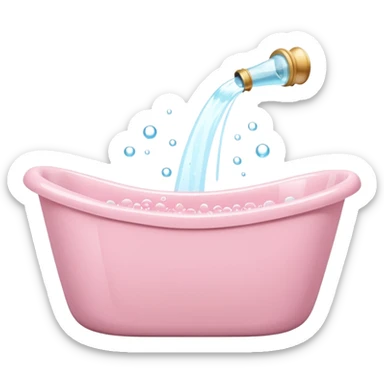 light pink bathtub filled with light pink water and bubbles sticker