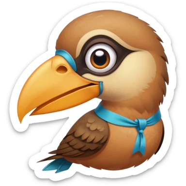 bird with piercings on beak and ribbon two eyes sticker