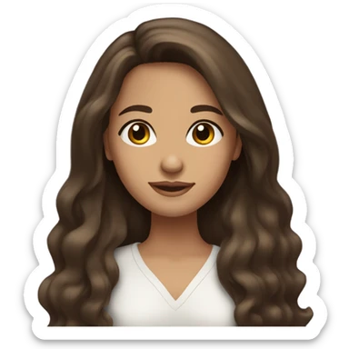 brunette girl with long wavy-straight hair, brown and brown eyes sticker