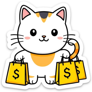 A CAT WITH THE INSCRIPTION "$BAGS" sticker