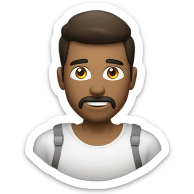 Un homme qui fait la pose comme si il était musclé. Un t-shirt Carhatt noir. Un ballon de basket. Il est développeur web. Il est brun avec la peau blanche et les yeux marrons sticker