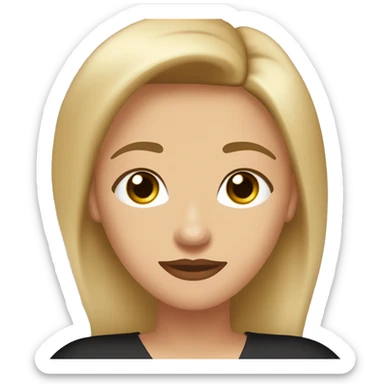 Mujer adolescente medio rubia mezclado con castaño clarito, ojos medianos tirado a pequeños marrones clarito, labios ni finos ni gordos rositas claritos, de piel ni muy morena ni muy blanca, vestido negro, pendientes de aros pequeños dor sticker