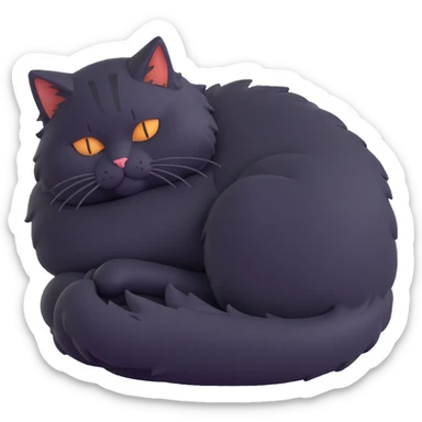 fluffy cat curled up and sleeping sticker