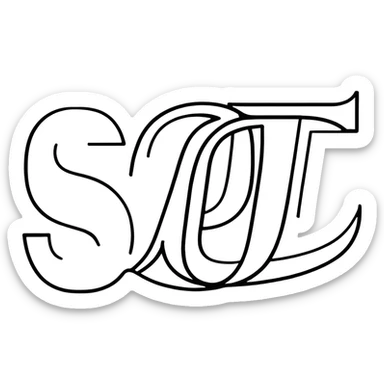 connected flowing BLK letters with silver outline, where all letters are joined together in one continuous design sticker