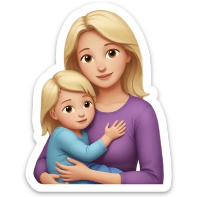 A loving mother holding her young child in her arms, warm natural light coming through a window, soft smile, emotional connection, candid moment, realistic photography, shallow depth of field, high resolution, warm tones
 sticker